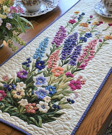 Larkspur Grace Quilted Table Runner