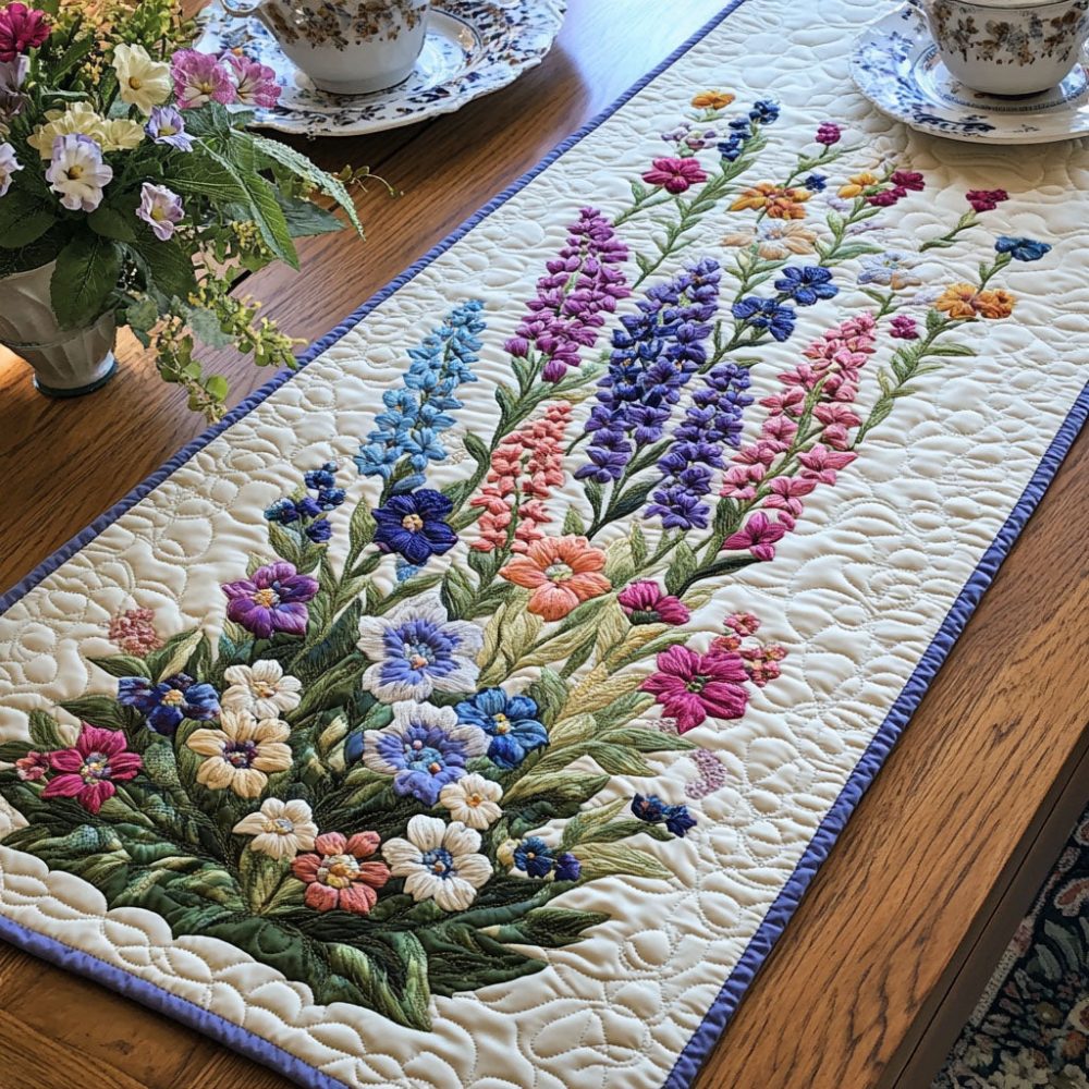 Larkspur Grace Quilted Table Runner