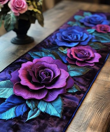 Lavender Bloom Quilted Table Runner