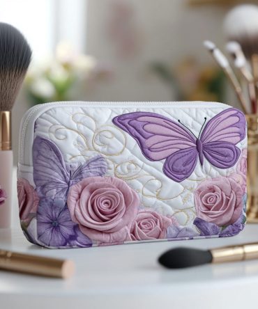 Lavender Grace Quilted Makeup Bag