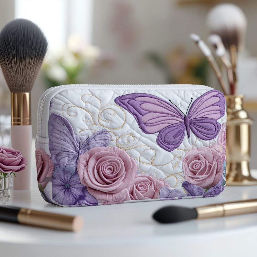 Lavender Grace Quilted Makeup Bag