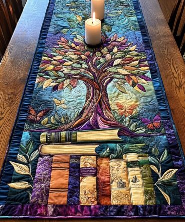 Leafy Literary Quilted Table Runner