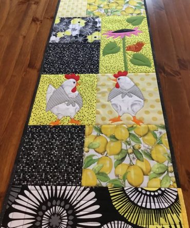 Lemon Chickens Quilted Table Runner