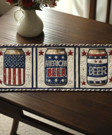 Liberty Lager Cans Quilted Table Runner
