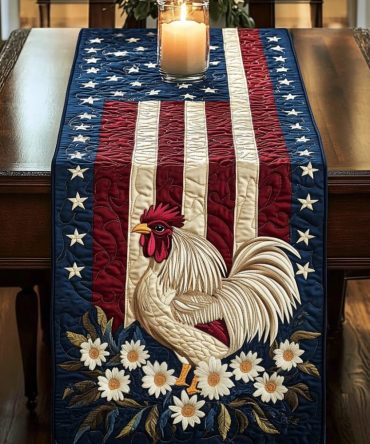 Liberty Rooster Quilted Table Runner