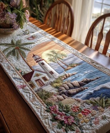 Lighthouse Haven Quilted Table Runner