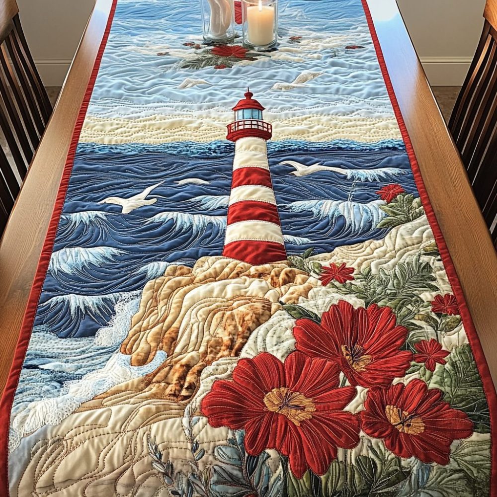 Lighthouse Serenity Quilted Table Runner