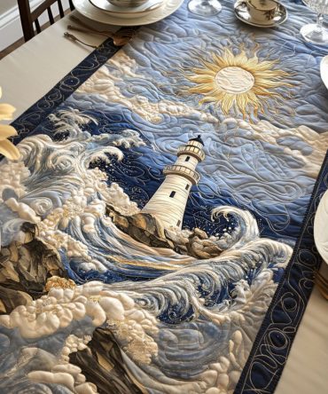 Lighthouse Sunburst Quilted Table Runner