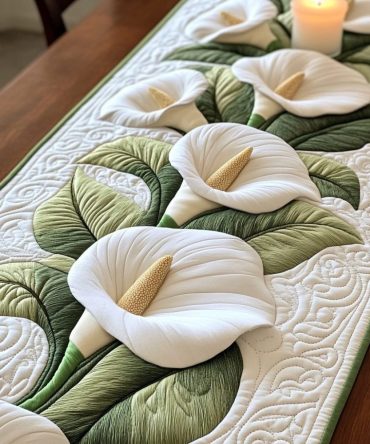 Lily Charm Quilted Table Runner