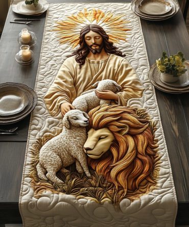 Lion And The Lamb Quilted Table Runner