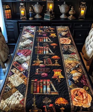 Literary Elegance Quilted Table Runner