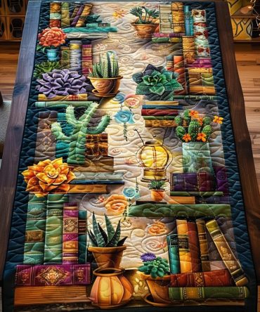 Literary Oasis Quilted Table Runner
