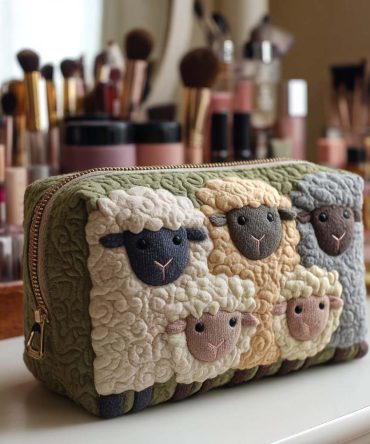 Little Lambs Quilted Makeup Bag