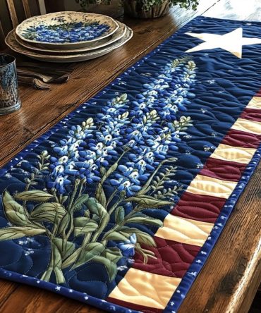 Lone Star Blossoms Quilted Table Runner