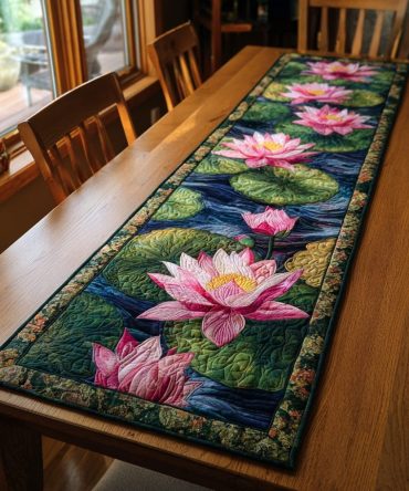 Lotus Beauty Quilted Table Runner