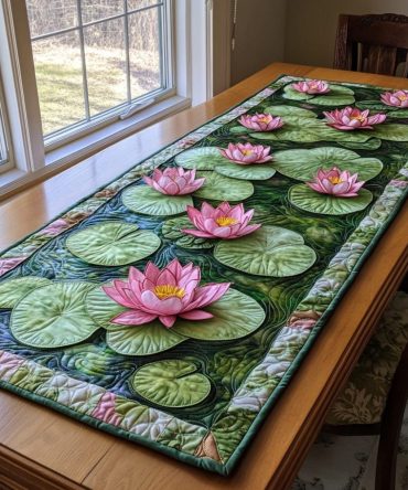 Lotus Bloom Quilted Table Runner
