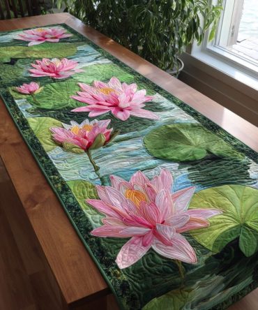 Lotus Dream Quilted Table Runner