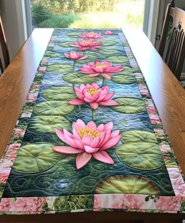 Lotus Grace Quilted Table Runner