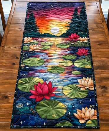 Lotus Serenity Quilted Table Runner
