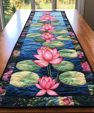 Lotus Serenity Quilted Table Runner