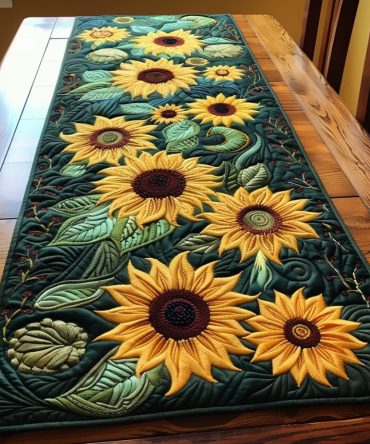 Lovable Sunflowers Quilted Table Runner