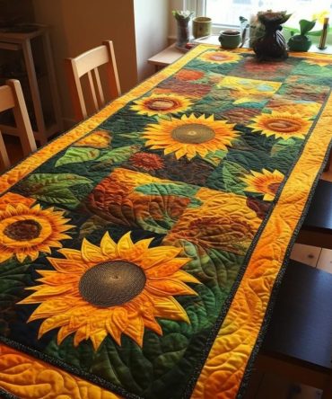 Lovable Sunflowers Quilted Table Runner