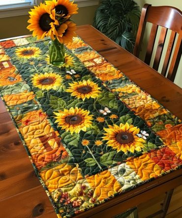 Lovable Sunflowers Quilted Table Runner
