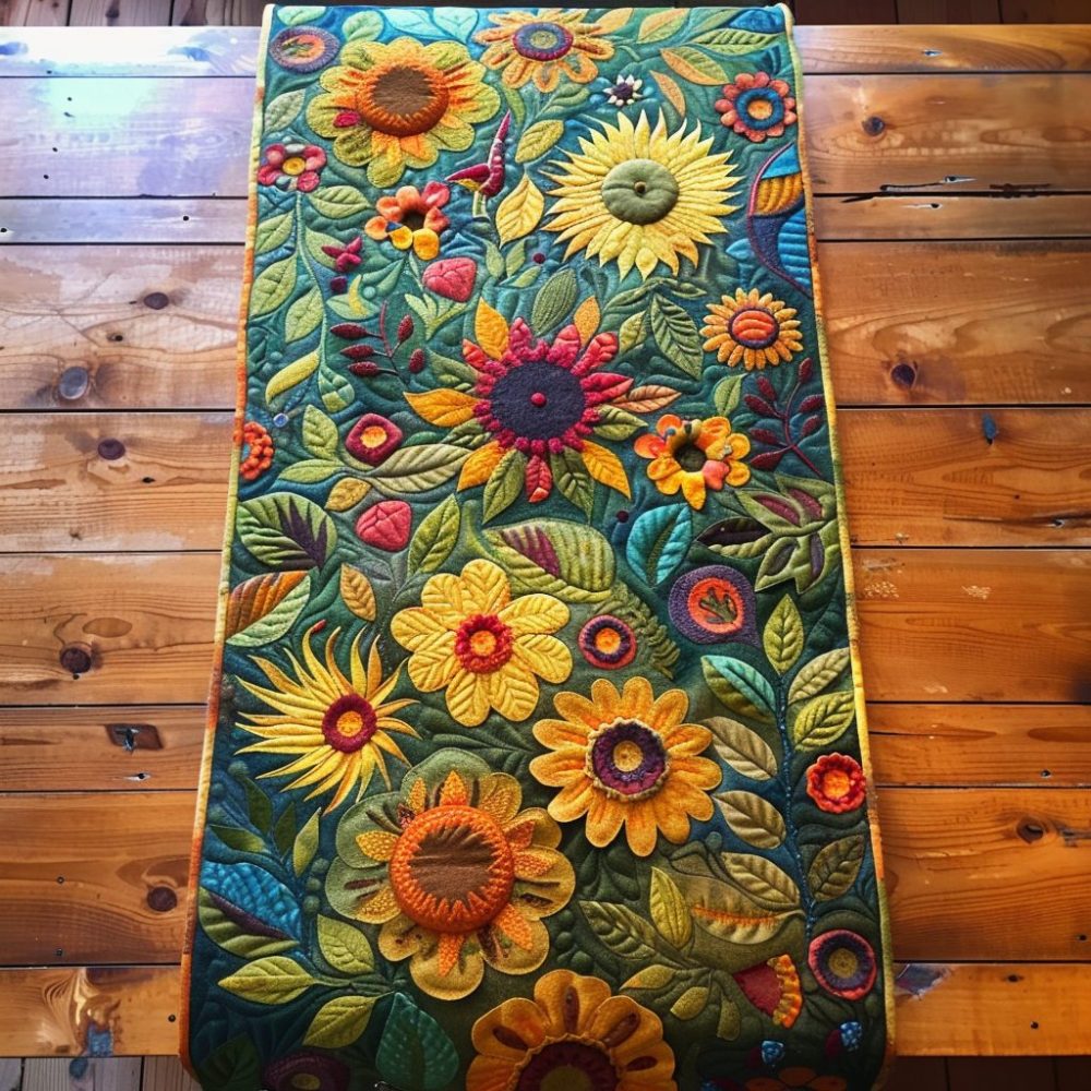 Lovable Sunflowers Quilted Table Runner