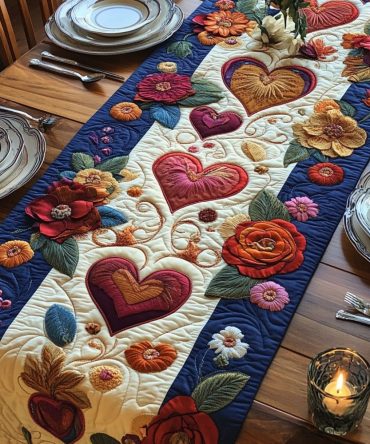 Love Bloom Quilted Table Runner