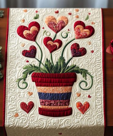 Love Grows Here Quilted Table Runner