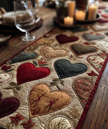 Love Patch Quilted Table Runner
