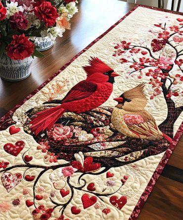 Lovebirds Haven Quilted Table Runner