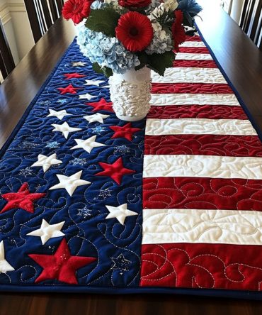 Loyal Hearts Quilted Table Runner