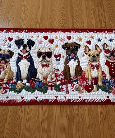 Loyal Paw Parade Quilted Table Runner