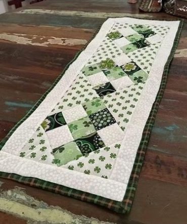 Lucky Clover Patchwork Quilted Table Runner