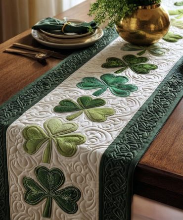 Lucky Emerald Quilted Table Runner
