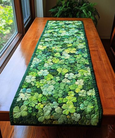 Lucky Greens Quilted Table Runner