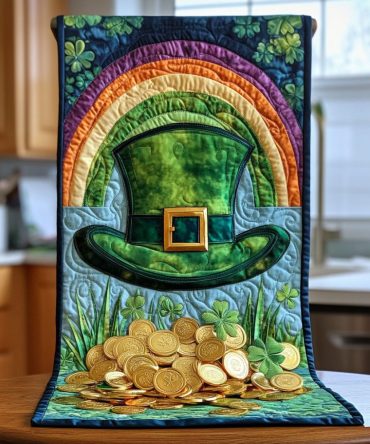Lucky Hat N Rainbow Quilted Table Runner