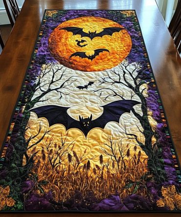 Lunar Bats Quilted Table Runner