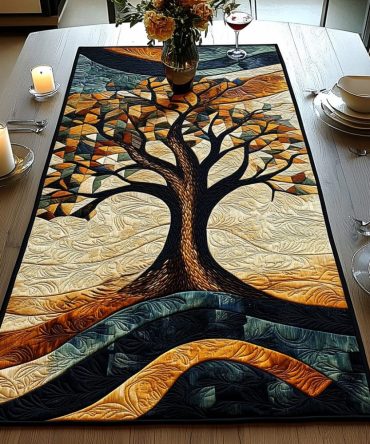 Lunar Woodland Quilted Table Runner