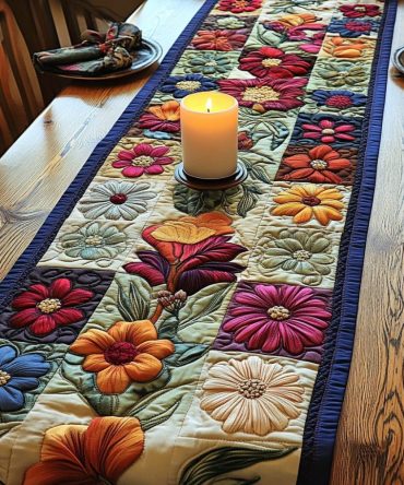 Lush Flowers Quilted Table Runner