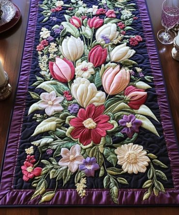 Luxe Blooms Quilted Table Runner