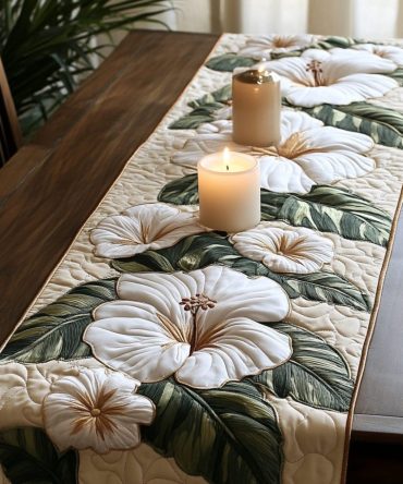 Luxe Petals Quilted Table Runner
