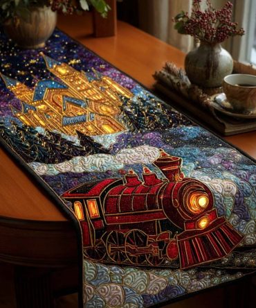 Magical Christmas Train Quilted Table Runner