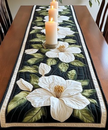 Magnolia Bloom Quilted Table Runner