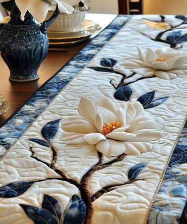 Magnolia Blooming Quilted Table Runner