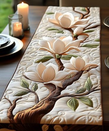 Magnolia Breeze Quilted Table Runner