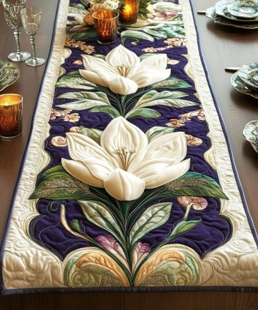 Magnolia Charm Quilted Table Runner