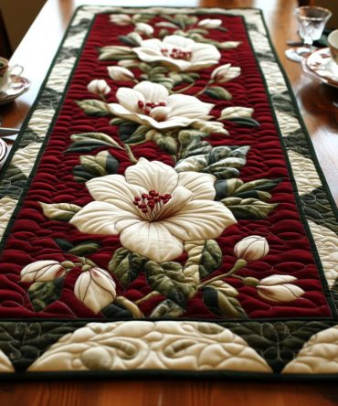 Magnolia Essence Quilted Table Runner