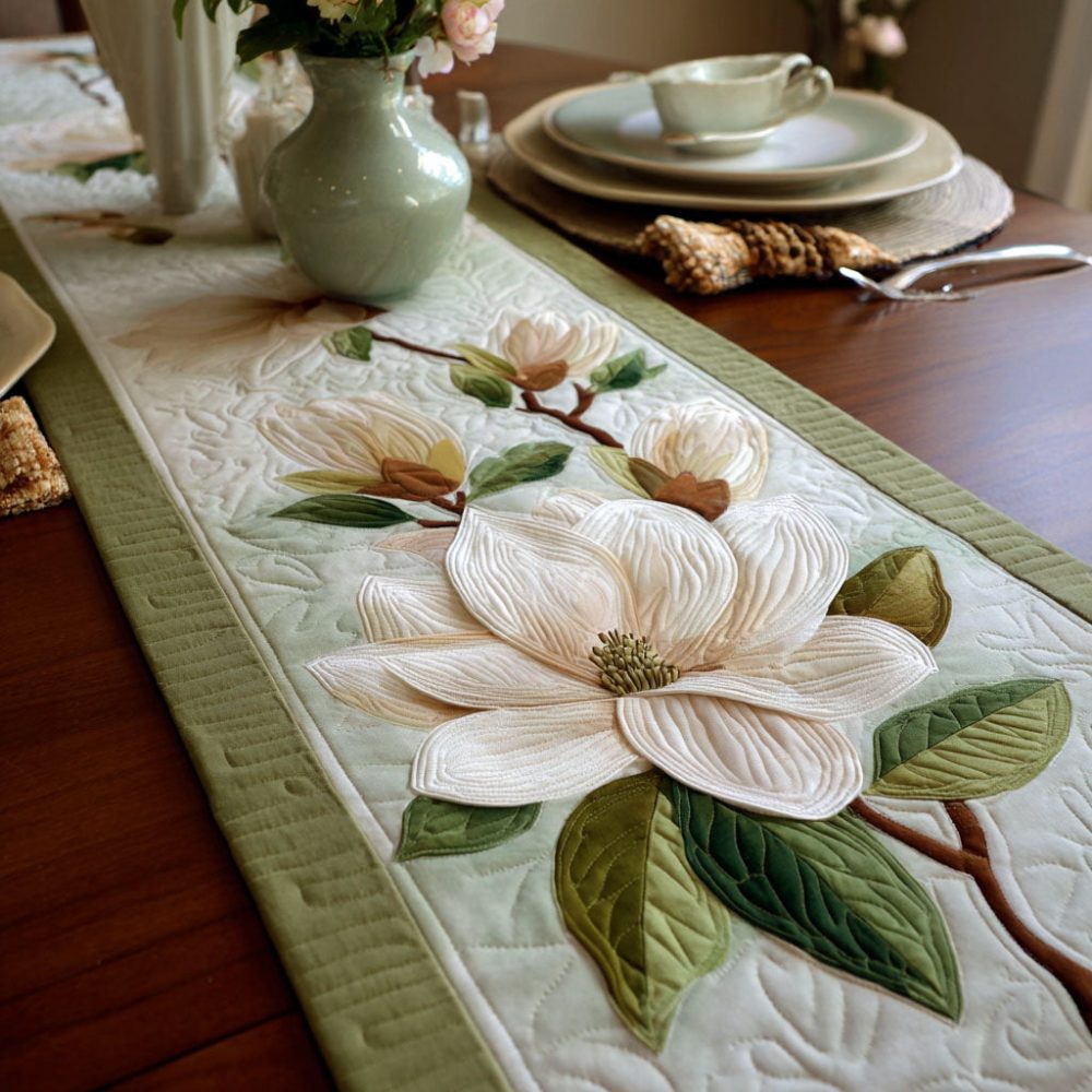 Magnolia Grace Quilted Table Runner